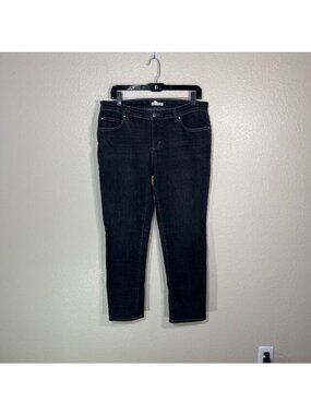 Eileen Fisher Jeans Womens 8 (33 x 28) Black Denim Organic Cotton Straight Leg